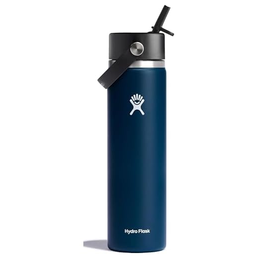 Hydro Flask Water Bottle - Insulated Stainless Steel - Wide Straw Lid, Non Spill, Leakproof in 24 Oz Indigo Blue