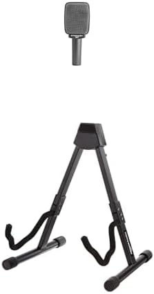Sennheiser Professional e 609 Silver Super-Cardioid Instrument Microphone with Amazon Basics Adjustable Folding Guitar Stand A-Shape Bundle