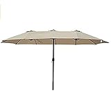 Sombrilla Doble para Patio, 4,5 x 2,7 m, para jardín, balcón, Impermeable, sin Base, Ideal para Exteriores, Piscina, Playa y cenas, Color Caqui.