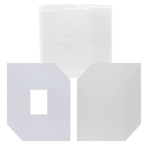 Creative Inspirations Pre-Cut Bevel 4-Ply Mats Presentation Kits - 25 Acid-Free Mats, Backing Boards, & Seal Bags for Artwork - 8x10"