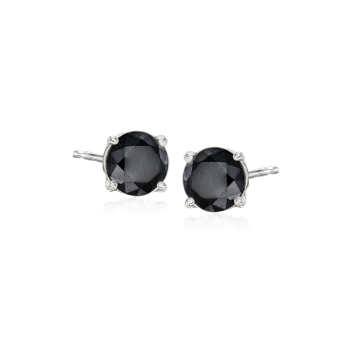 Image of Ross-Simons 1.00 ct. t.w. Black Diamond Stud Earrings in Sterling Silver