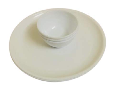 Image of Unbreakable Round Microwave Safe Full Dinner Plates (Set of 4 Plates & 4 Bowls)