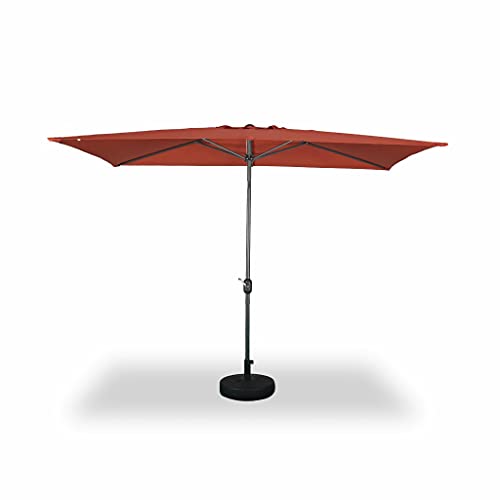 Alice's Garden - Parasol droit rectangulaire 2x3m - Touquet bleu grisé - mât central en aluminium orientable et manivelle d'ouverture