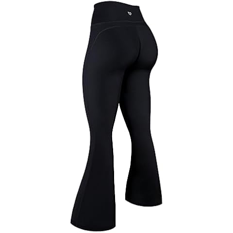 TomTiger Flare Leggings for Women Bootcut Yoga Pants with Tummy Control High-Waisted and Wide Leg (Bootcut Black,S) Cover