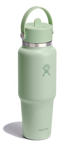 Hydro Flask Travel Water Bottle - Insulated Stainless Steel - Wide Straw Lid, Non Spill, Leakproof in 32 Oz Aloe Green - Image 3