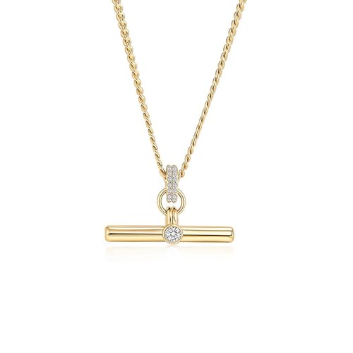 Image of Jeulia 14K Gold Plated Necklaces for Women, Dainty Paperclip Chain Choker T-Bar Layered Stackable Gold Necklace Jewelry Gifts