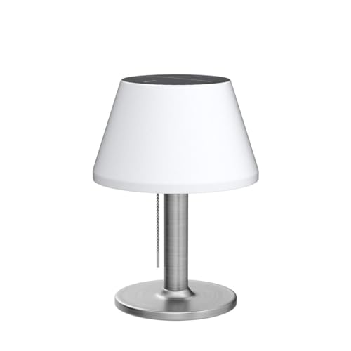 shumi Solar Table Lamp Outdoor Waterproof - 3 Way Dimmable Cordless Table Lamps, Eye-Caring LED Modern Portable Table Lamp with Pull Chain, Solar Desk Lamp for Patio Yard Garden Camping Decor