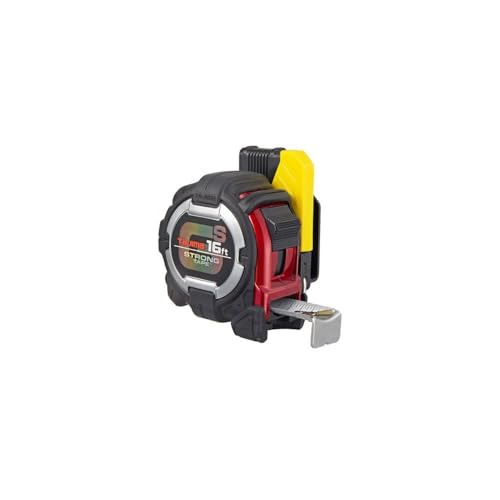 TAJIMA Tape Measure - 16 ft x 1 inch GS-Lock Measuring Tape with Shock Resistant Case & Safety Clip Holder - GSSF-16BW