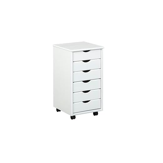 iDesign Clarity Jewelry Schmuckaufbewahrung | Schmuckkasten mit 4 Schubladen für Uhren, Ketten etc. | Umdrehbarer Schmuck Organizer mit Kratzschutz | Kunststoff durchsichtig 9 Inter Link Bürokommode mit sechs Schubladen auf Rollen, Farbe weiß, 36 x 65 x 40 cm