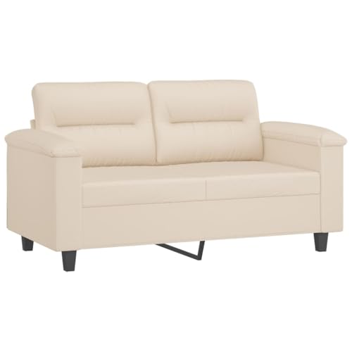 vidaXL Sofagarnitur 3-TLG., Sessel Couch mit Kissen, Sofa Wohnzimmersofa mit Armlehnen, Couchgarnitur Designsofa Sitzmöbel Polstermöbel, Beige Mikrofasergewebe – Bild 5