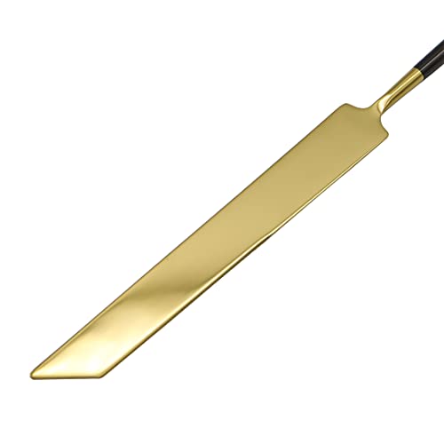 Koyal Wholesale Modern Wedding Cake Knife And Server Set - 2-Piece Gold Cake Cutter & Server With Black Handle #TOP5