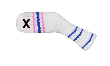 Scott Edward 1PCS Knitted Golf Club Head Irons Wedge Washable Golf Club Head Protector on Pattern Style Double Sided Customized(White Pink Blue)