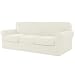 CHUN YI Stretch Sofa Slipcover Separate Cushion Couch Cover, Armchair Loveseat Replacement Coat for Ektorp Universal Sleeper, Checks Spandex Jacquard Fabric (Large,Ivory White)