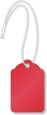 #8 Merchandise Tag, Red, Strung, 2-7/8" x 1-3/4", Blank 12-Pt Cardstock - Box / 1000 Tags