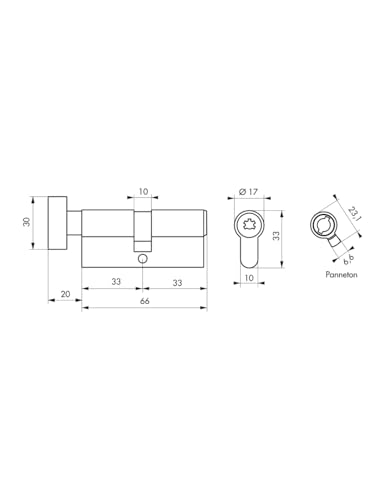 Cilindro Europeo A Pomolo Cobra 2+ 33Btx33Mm Nichelato, Antiscasso, Antitrapano, 4 Chiavi Ergonomiche - Thirard - 6