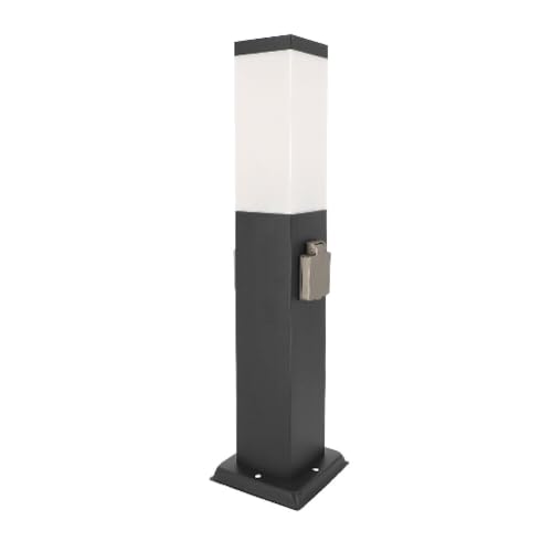LED Universum - LED Wegeleuchte FREDDY 50cm Anthrazit mit 2 Steckdosen Edelstahl Außenleuchte Stehleuchte Sockelleuchte Pollerleuchte für Garten, Einfahrten und Wege IP44 E27 Fassung
