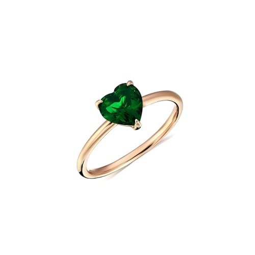 Emerald Ring Gold Plated Engagement Rings for Women Green Emerald Wedding Band Promise Rings for Her Stackable Wedding Band