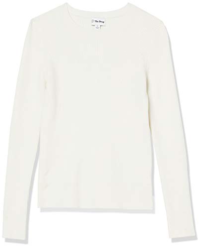 The Drop Women's Amber Fitted Ribbed Crew Neck Sweater, Ivory, M #TOP5