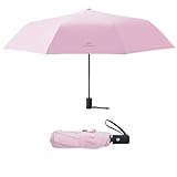 Mustarpicking Windproof Compact Travel Umbrella Auto Open/Close - Premium Fiberglass Frame for Rain & Sun Protection - Lightweight Mini Umbrella Fits Purse, Backpack, Car (Pink)