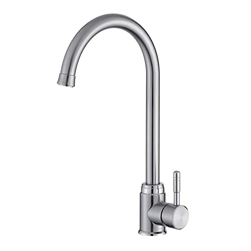 Grifo de cocina con caño giratorio suave y mezclador monomando cromado resistente a corrosión