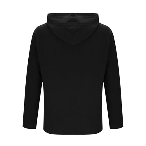 Cotton Linen Hooded Shirt for Men Drawstring Button Up Long Sleeve Hoodie Top Casual Breathable Fall Street Hoodies3