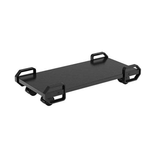 Soporte para CPU de PC de piso con 4 ruedas giratorias y estantes de almacenamiento, soporte móvil para torre de PC para alfombra, soporte para CPU de computadora (Negro) miniatura 1