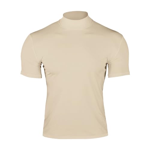 Men's Cuban Guayabera Mock Turtleneck Slimming Short Sleeve Shirt Chest Abdomen Compression Tops Sports Undershirt4