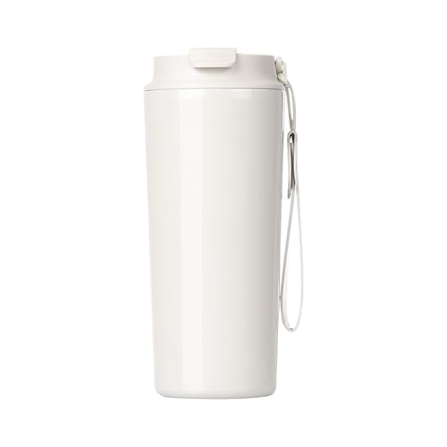 Termo Acero Inoxidable, Taza Termo, Capacidad Suficiente, Fácil de Transportar, Diseño A Prueba de Fugas, Apta Tanto para Bebidas Frías Como Calientes(White)