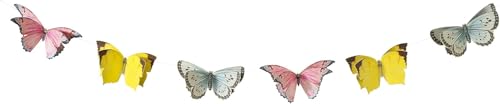 Talking Tables Butterfly Bunting – 2.5 metres, Ideal Pretty Decoration for Girls Birthday Party, Microfibre, Fairy BNTING 3 M, Pastel