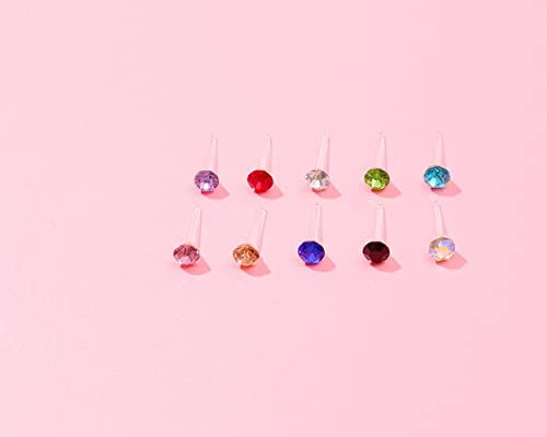 10-20 Pairs Cubic Zirconia Plastic Stud Earrings For Sensitive Ears 2-6Mm Cubic Zirconia For Women Girls Silicone Post Stud Earrings Earrings Set-2Mm 20 Pairs #TOP4