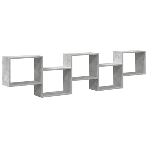 Étagère cubique en bois gris béton avec 5 compartiments stables - 5