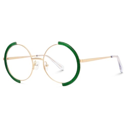 Image of Zeelool Vintage Metal Round Eyeglasses Frame for Women with Non-prescription Clear Lens ZJGM351423
