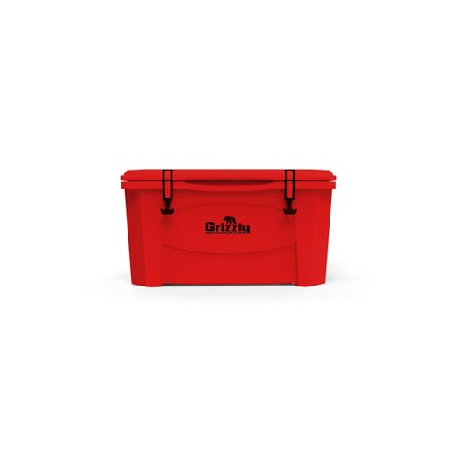 Grizzly 60 Cooler | 60 qt Ice Chest Durable Rotomolded Insulated | Made in USA | Warranty for Life | For Beach Boat Camping Fishing Hunting | G60 | Red
