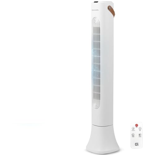 Grunkel Torre de Ventilación de 50W TF-DSG | 4 Velocidades | 3 Modos Normal/Natural/Sueño | Oscilación Electrónica | Temporizador 1-7h | Mando a Distancia | 93 cm (Blanco)