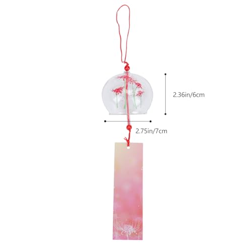 PartyKindom Japanese Wind Chimes, Home Hanging Decor Glass Chime Bell Wind Bells Japanese Style Pendant Ornament Decor for Outdoor Yard Patio Garden Backyard Festival Decoration (Red)