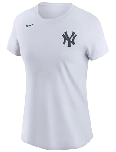 Nike Women's New York Yankees Baseball T-Shirt (US, Alpha, Small, Regular, Regular, White)