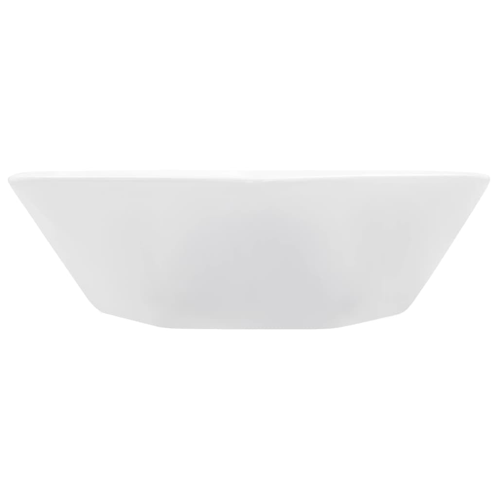 Lavabo de cerámica blanco 41 x 36,5 x 12 cm lavabo con orificio para grifo y desagüe para cuarto de baño, lavadero para invitados, aseo sanitario