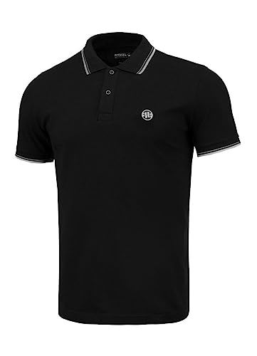 Pitbull Herren Poloshirt Kurzarm Polo Classic für Männer Pit Bull West Coast Pique Stripes Regular T-Shirt Shirts M