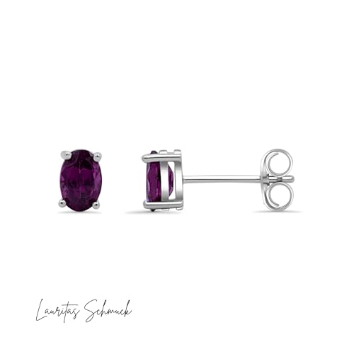 Rhodolith Granat Ohrstecker 925 Silber Edelmetall Schmuck Ohrstecker 5 x 3 mm, 6 x 4 mm Natürlich Monatsstein Januar Edelstein Ohrhänger (5 x 3 mm)