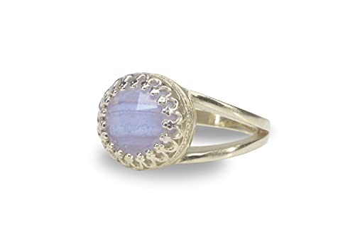 Bague agate bleue pierre naturelle véritable bague argent 925 femme fait main