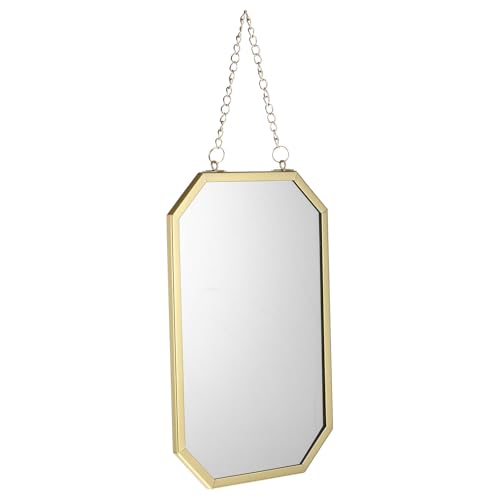 Miroir mural rectangulaire en métal avec chaîne de suspension