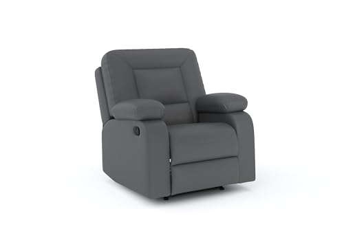 Image of Amazon Brand - Solimo Elysium | Single Seater Sofa Recliner | Manual Recliner (Leatherette Grey)