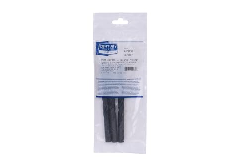 Image of Century Drill & Tool 24130 Pro Grade Black Oxide Drill Bit, 15 /32 inch, Pro | Straight shank, 5-3 /4 inch overall length, 135 point, cuts steel, wood & plastic, 135 split point
