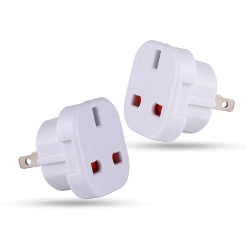 DAPTERs 2 Pack UK to US Plug Adaptor (Type G to A & B) USA Travel Adapter 3 to 2 Pin UK to USA Plug Adapter American Plug Adapter UK to US Canada Australia Jamaica Mexico Thailand China & More