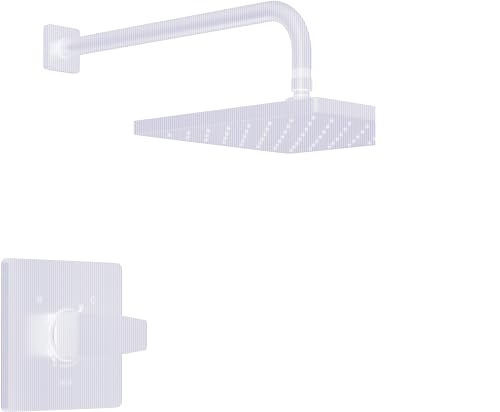 Image of Delta Modern 14 Series Square Rain Shower Faucet Set, Brushed Nickel Shower Head and Handle Set, Valve Trim Kit, Spotshield Stainless T14268-SP-PP (Valve Not Included)