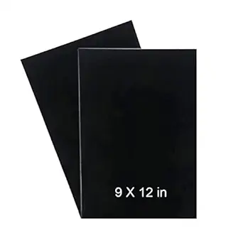 Anistuff Black acrylic glass sheet board for writing art and craft diy home decor item 3mm thickness (9x12 inch 2Pcs, Black)