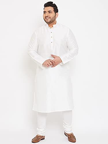 Image of VASTRAMAY Men Plus Size Silk Blend Kurta Pyjama Set | Mandarin Collar Full Sleeve Kurta with Drawstring Pyjama | Festive Ethnic Wear
