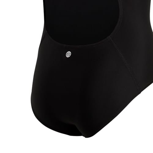 adidas Girl's Solid Small Logo Swimsuit, Black / White, 9-10 Years
