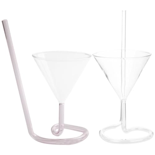 Copas de cóctel creativas de regalo original con pajilla de vidrio 2