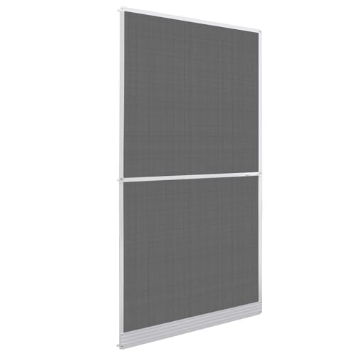 Mosquitera giratoria para puerta de 120 x 240 cm, mosquitera de aluminio con tejido de fibra de vidrio, marco blanco para puerta de balcón y terraza